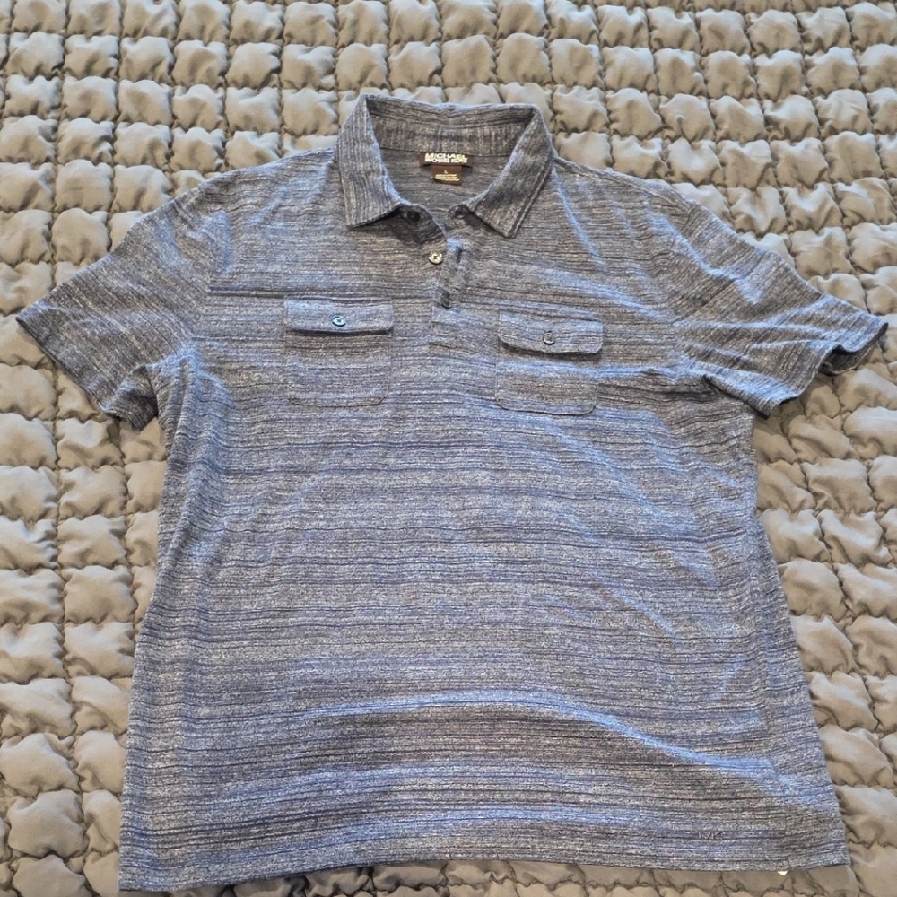 Michael Kors Gray Textured Polo Shirt